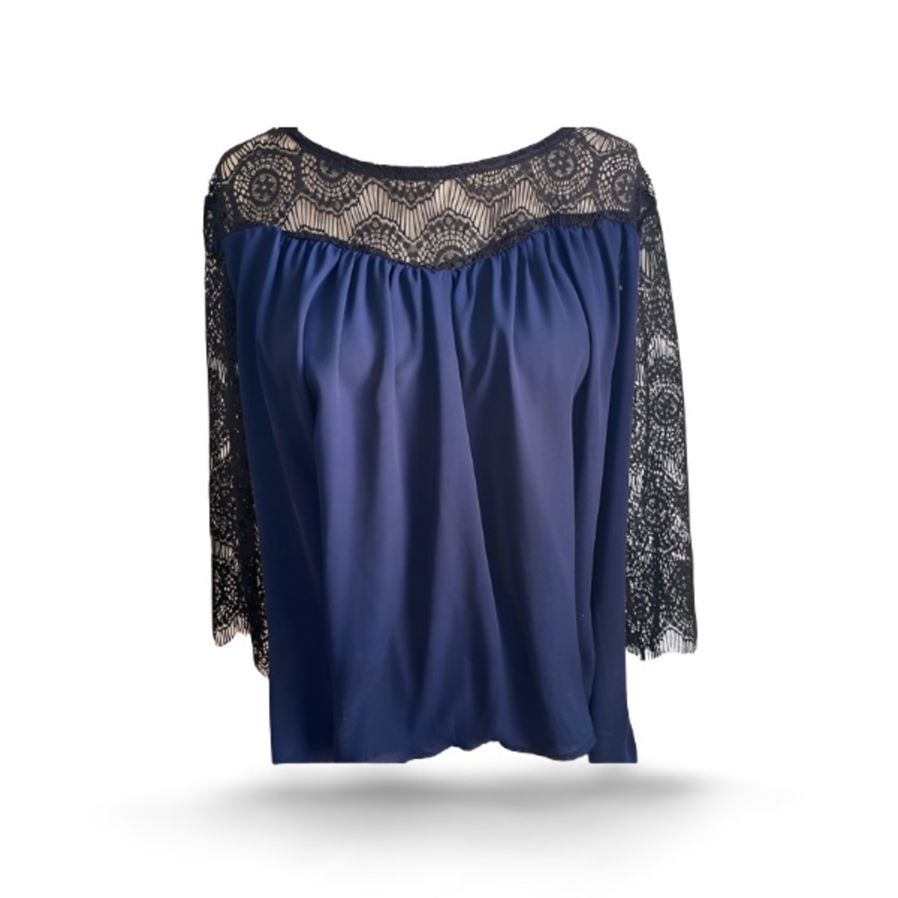 Xhilaration blue and black lace shirt